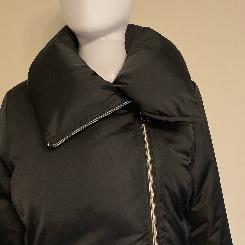 White House Black Market Puffer Coat~Velvet Accents~Small~Black~NWOT! - Picture 4 of 10